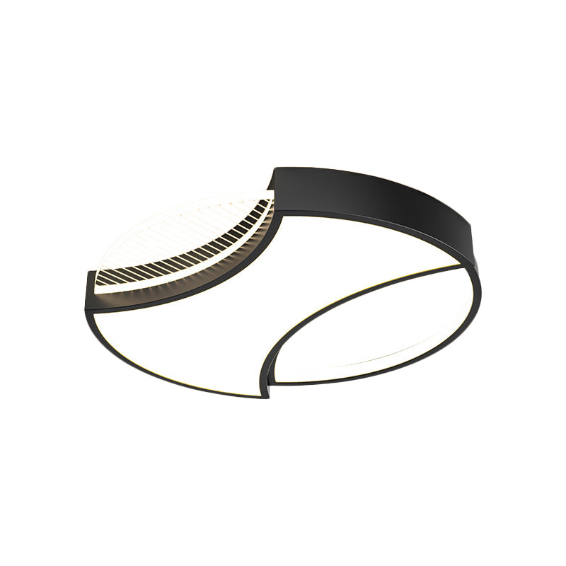 Modern Geometric Metal Led Flush Mount Ceiling Light In Black/Gold - 18’/21.5’ Width