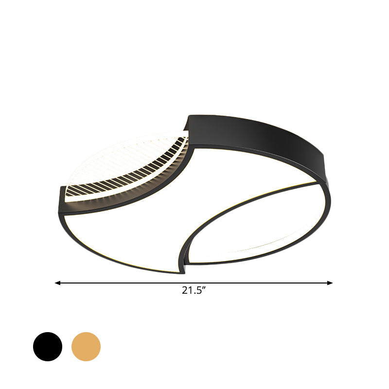 Modern Geometric Metal Led Flush Mount Ceiling Light In Black/Gold - 18’/21.5’ Width