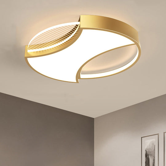 Modern Geometric Metal Led Flush Mount Ceiling Light In Black/Gold - 18’/21.5’ Width Gold / 18’