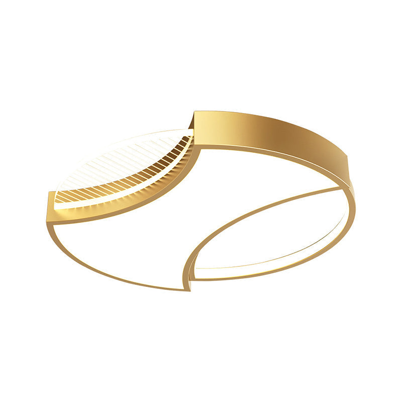 Modern Geometric Metal Led Flush Mount Ceiling Light In Black/Gold - 18’/21.5’ Width