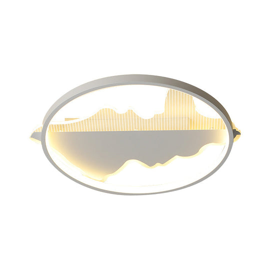 Contemporary Black/White Round Flush Ceiling Led Light In Warm/White - 9.5’/16.5’/20.5’ Width