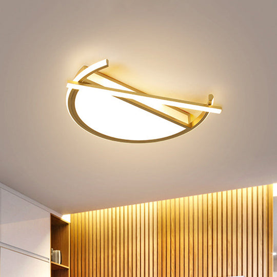 18’/21.5’ Geometric Flush Mount Led Ceiling Light In Black/Gold - Contemporary Metal Design