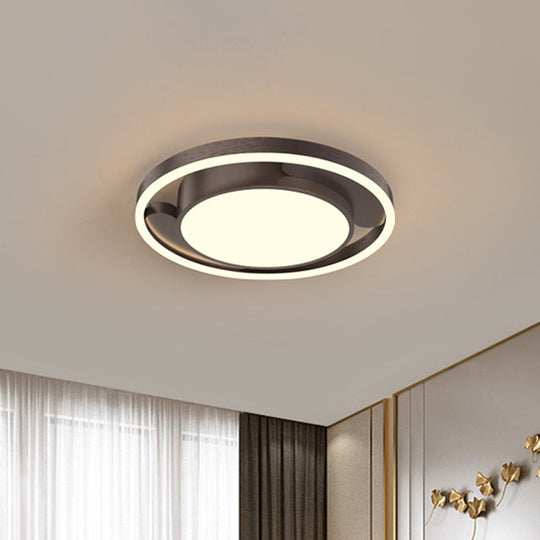 Modern Gold/Coffee Metallic Flush Mount Led Ceiling Light For Living Room 16’/19.5’ Dia