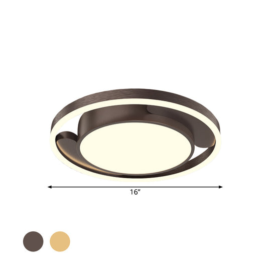 Modern Gold/Coffee Metallic Flush Mount Led Ceiling Light For Living Room 16’/19.5’ Dia