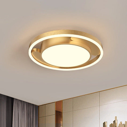 Modern Gold/Coffee Metallic Flush Mount Led Ceiling Light For Living Room 16’/19.5’ Dia Gold / 16’