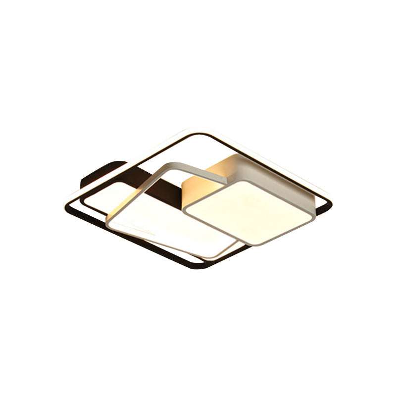 Minimalist Led Ceiling Lamp In Black Geometric Design With Acrylic Shade - Warm/White Light