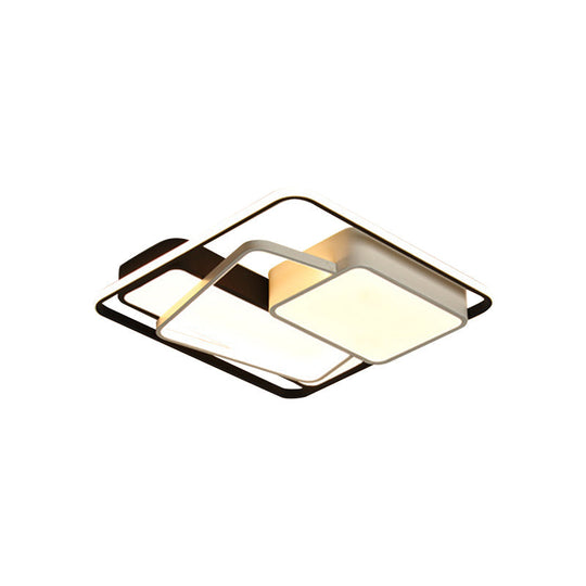 Minimalist Led Ceiling Lamp In Black Geometric Design With Acrylic Shade - Warm/White Light
