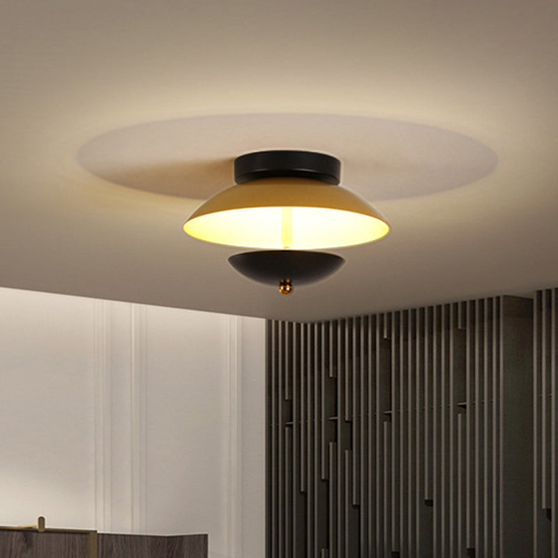Plate - Shape Led Ceiling Light Fixture - Modern Metallic Flush Lamp For Hallways And Aisles In