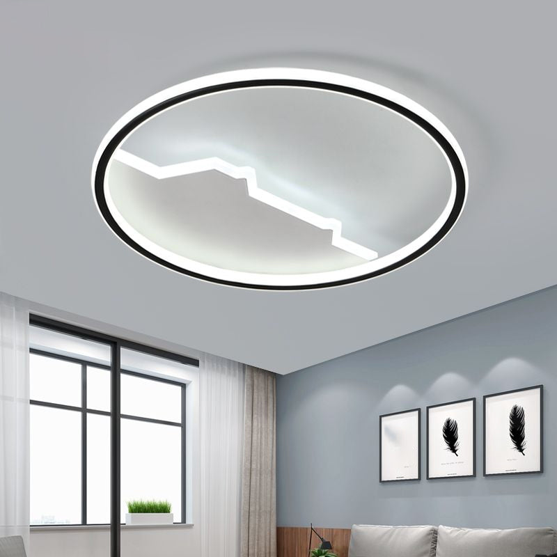 Black Geometric Flush Mount Ceiling Light - Acrylic Led Modernism 16.5/20.5 Wide / 16.5