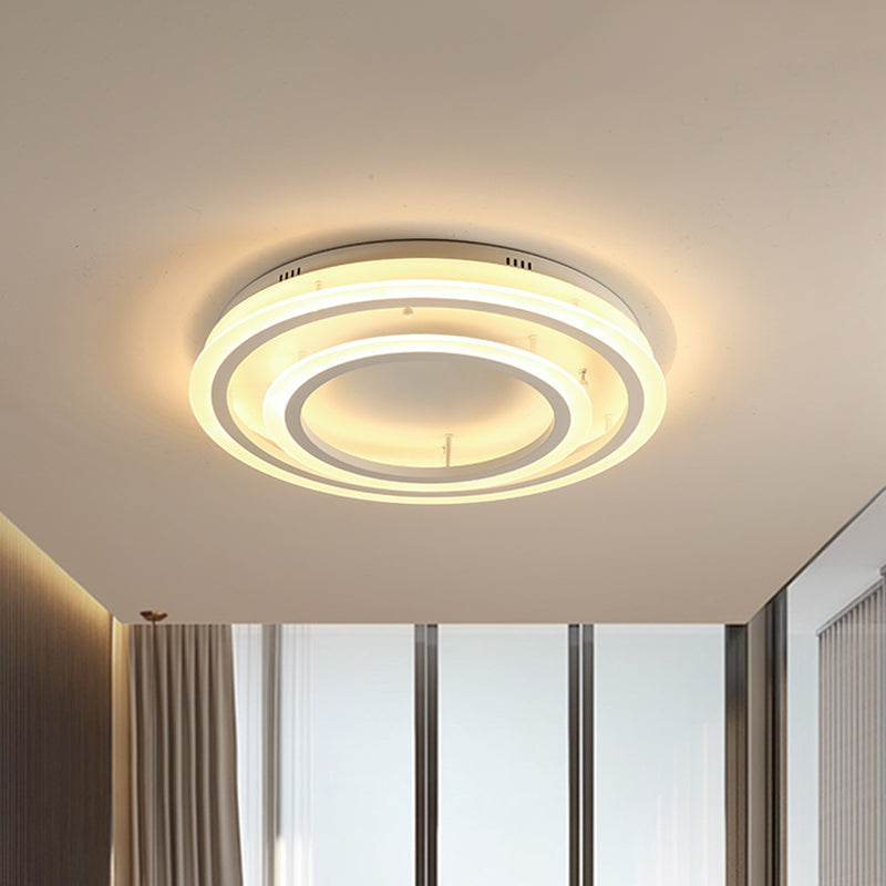 Contemporary Led Acrylic Hoop Ceiling Light In Warm/White - 18’/29.5’ Width White / 18’