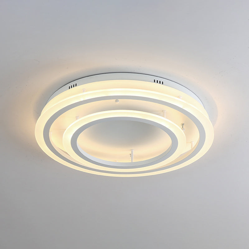 Contemporary Led Acrylic Hoop Ceiling Light In Warm/White - 18’/29.5’ Width