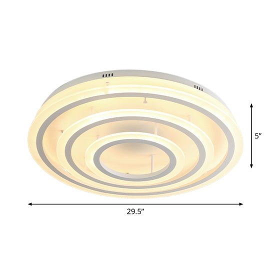 Contemporary Led Acrylic Hoop Ceiling Light In Warm/White - 18’/29.5’ Width