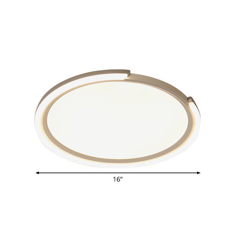 Sleek Led Flushmount Ceiling Lamp | Metallic Shade Warm/White Light 16’/19.5’/23.5’ Diameter