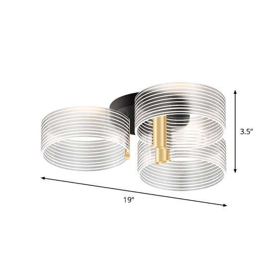 Black - Gold Round Semi Flush Ceiling Mount Light Fixture - Simple And Elegant With 2/3/5 Lights