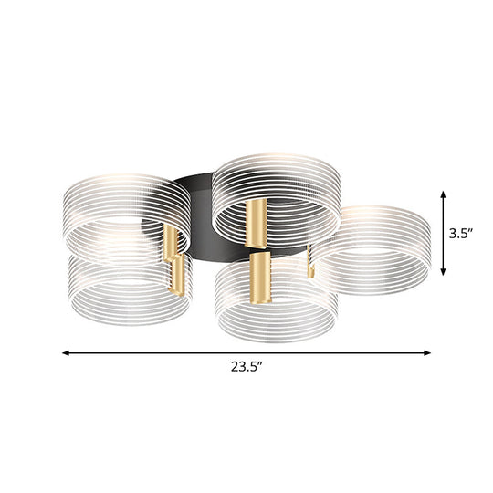 Black - Gold Round Semi Flush Ceiling Mount Light Fixture - Simple And Elegant With 2/3/5 Lights