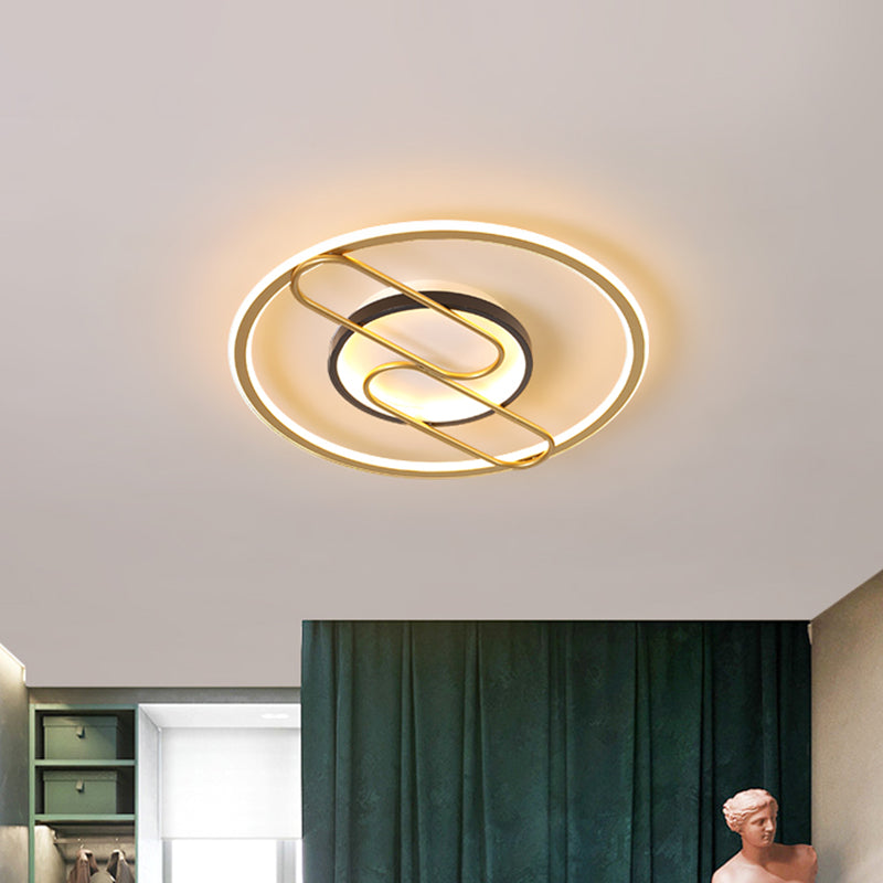 Simplicity Ring And Oval Led Ceiling Light In Gold 16’/19.5’ Wide - Ideal For Sleeping Rooms