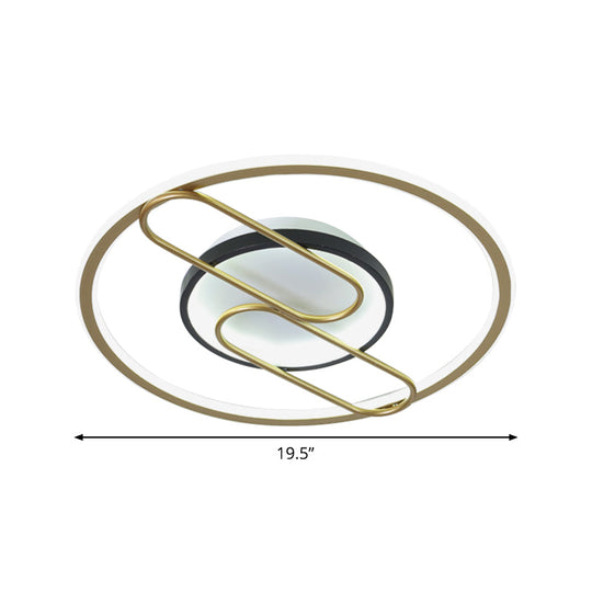 Simplicity Ring And Oval Led Ceiling Light In Gold 16’/19.5’ Wide - Ideal For Sleeping Rooms