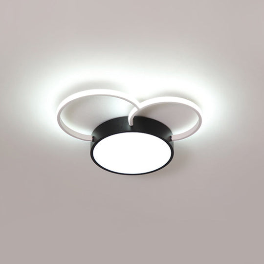 Black - White Round Led Flush Mount Ceiling Lamp Modern Metal Multiple Sizes