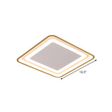 16.5’/20.5’ W Modern Led Flush Light Gold Squared Ceiling Lamp For Bedroom With Acrylic Shade -