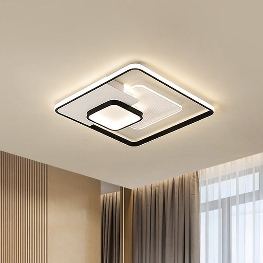 Modern Acrylic Led Flush Mount Ceiling Light In Black - 16.5’/20.5’ Width / 16.5’