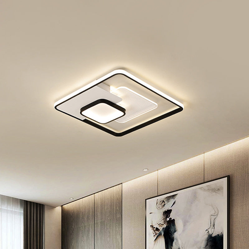 Modern Acrylic Led Flush Mount Ceiling Light In Black - 16.5’/20.5’ Width