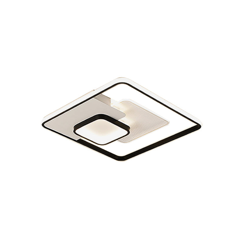 Modern Acrylic Led Flush Mount Ceiling Light In Black - 16.5’/20.5’ Width