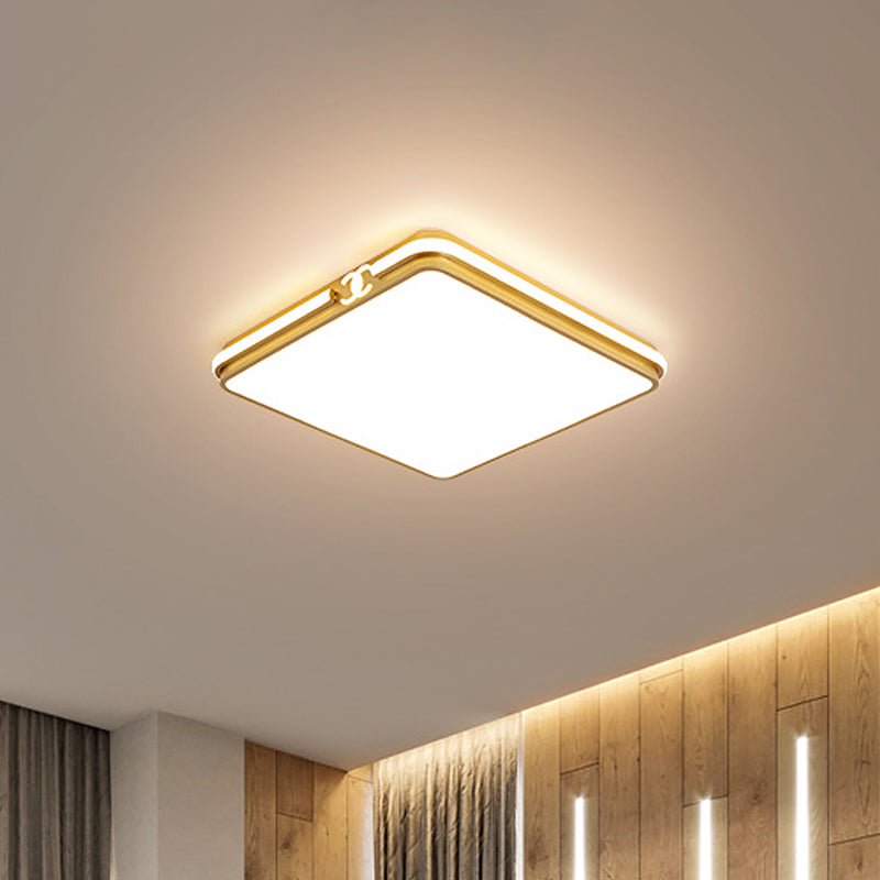 Led Bedroom Ceiling Light - Simple Black/Gold Flush Mount Square Acrylic Shade Warm/White