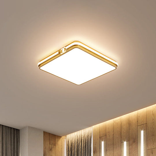 Led Bedroom Ceiling Light - Simple Black/Gold Flush Mount Square Acrylic Shade Warm/White