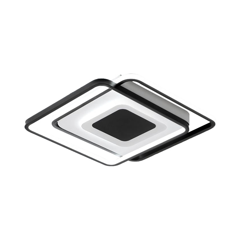 Black Metallic Led Flush Mount Light Minimalist Overlapping Design 18’/21.5’ Width