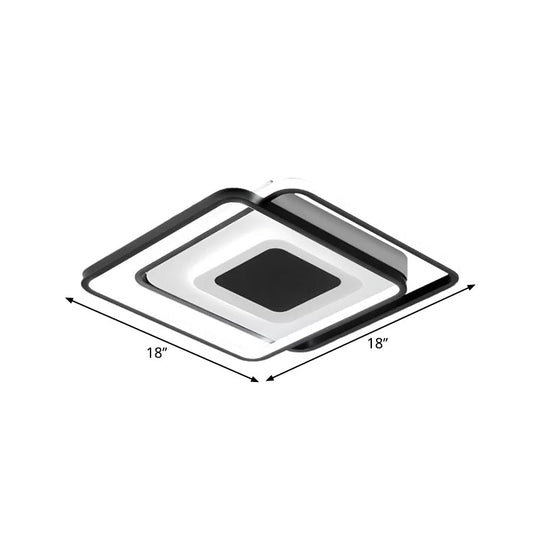 Black Metallic Led Flush Mount Light Minimalist Overlapping Design 18’/21.5’ Width