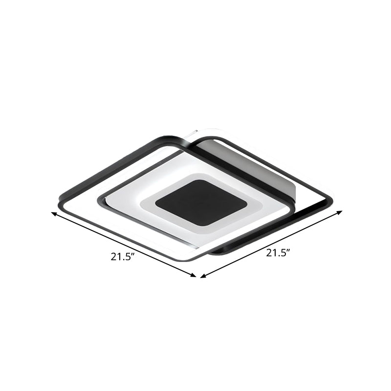 Black Metallic Led Flush Mount Light Minimalist Overlapping Design 18’/21.5’ Width