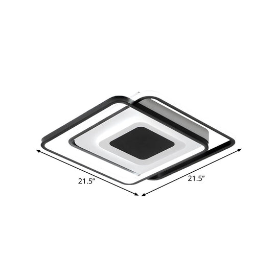 Black Metallic Led Flush Mount Light Minimalist Overlapping Design 18’/21.5’ Width