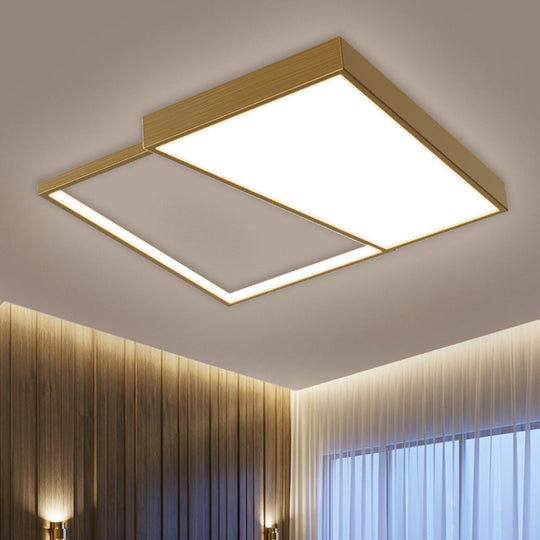 Nordic Metal Led Geometry Ceiling Light - Gold Flushmount 16.5/20.5 Wide / 16.5