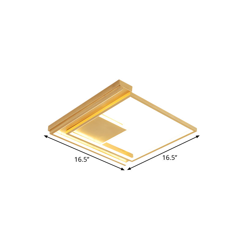 Modern Geometric Flush Mount Acrylic Led Gold Light Fixture - 16.5’/20.5’ W For Bedrooms