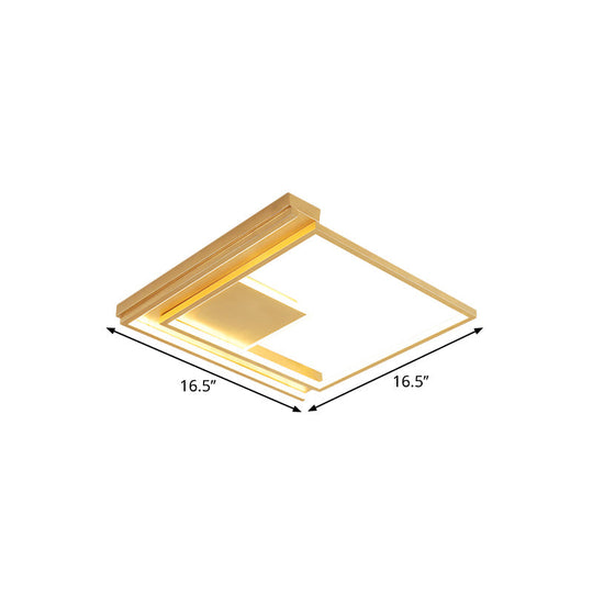 Modern Geometric Flush Mount Acrylic Led Gold Light Fixture - 16.5’/20.5’ W For Bedrooms