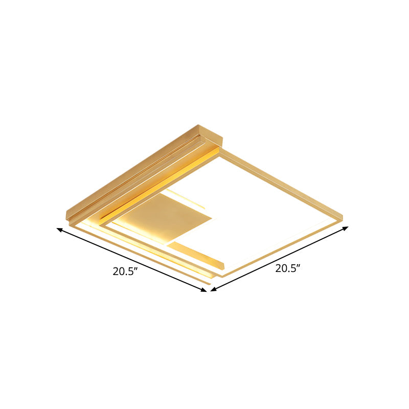Modern Geometric Flush Mount Acrylic Led Gold Light Fixture - 16.5’/20.5’ W For Bedrooms