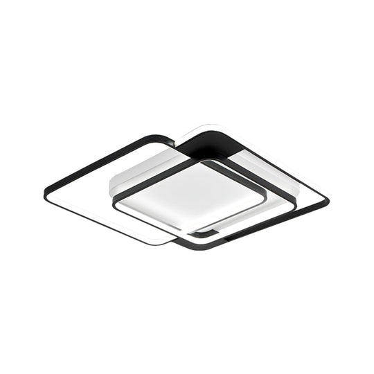 Modern Acrylic Led Flush Mount Light In Black - 16.5’/20.5’ Width Overlapping Design Perfect