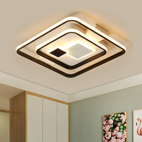 Nordic Led Black Metal Flushmount Ceiling Light For Bedroom 16.5/20.5 W
