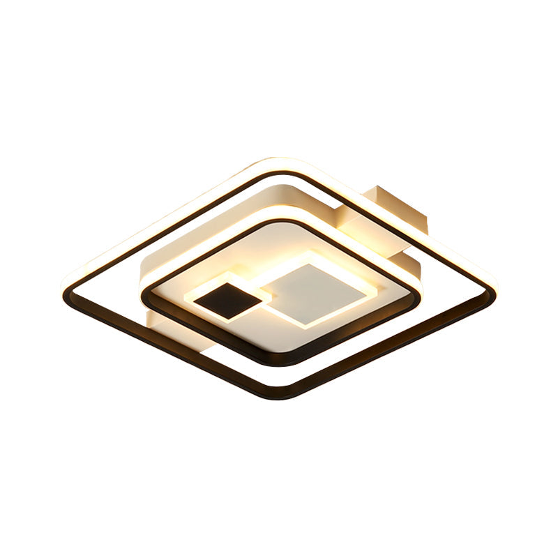 Nordic Led Black Metal Flushmount Ceiling Light For Bedroom 16.5’/20.5’ W