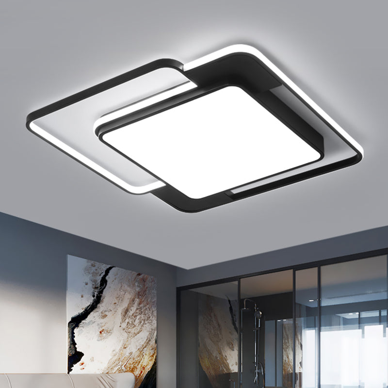 Modern Flush Mount Geometry Led Light Fixture Black Metallic Lamp (16.5/20.5/24.5 Width) / 16.5