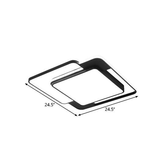 Modern Flush Mount Geometry Led Light Fixture Black Metallic Lamp (16.5/20.5/24.5 Width)