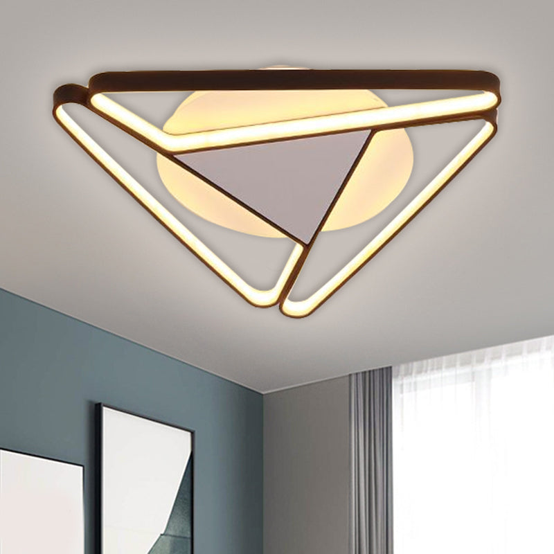 Nordic Led Flush Ceiling Light Acrylic Shade Black/White Triangle Mount Warm/White 19.5’/29’ W