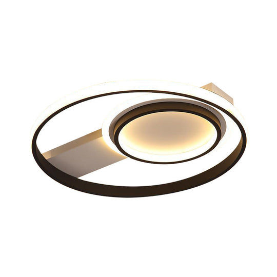Minimalist Led Flush Mount Light Circular Metal Surface 16.5’/19.5’ Diameter Black