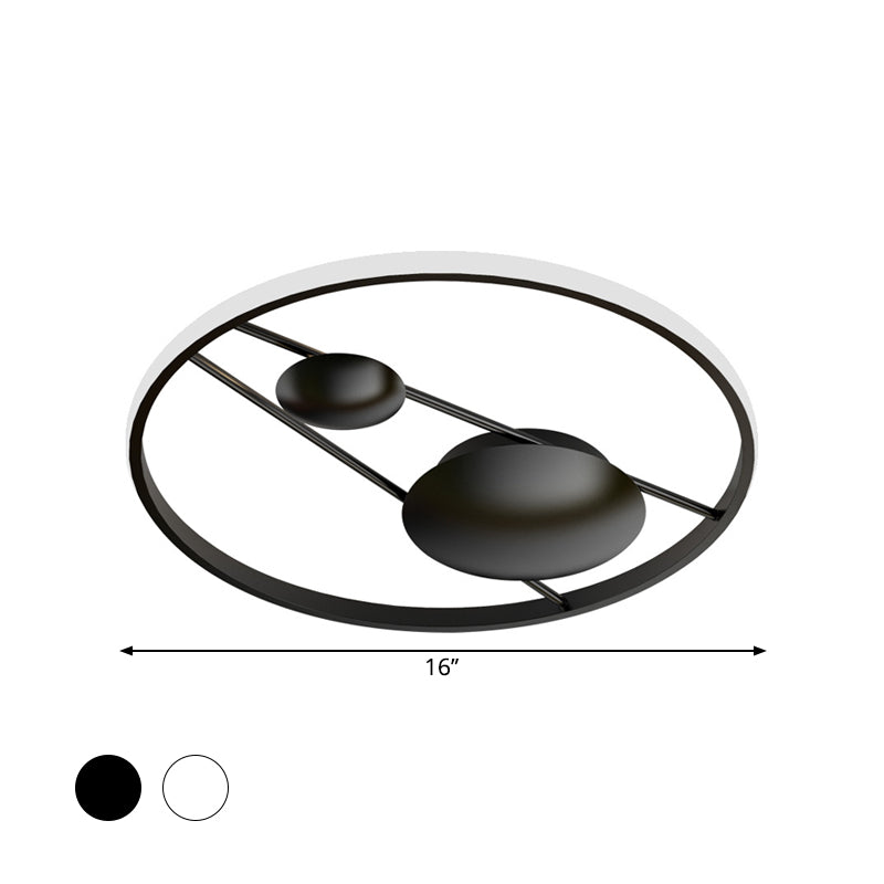 Geometric Led Ceiling Light Fixture Nordic Modern Flush Mount Lamp - 16’/19.5’ In Black/White