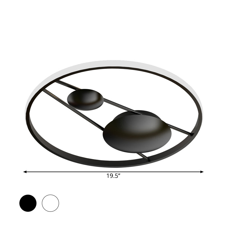 Geometric Led Ceiling Light Fixture Nordic Modern Flush Mount Lamp - 16’/19.5’ In Black/White