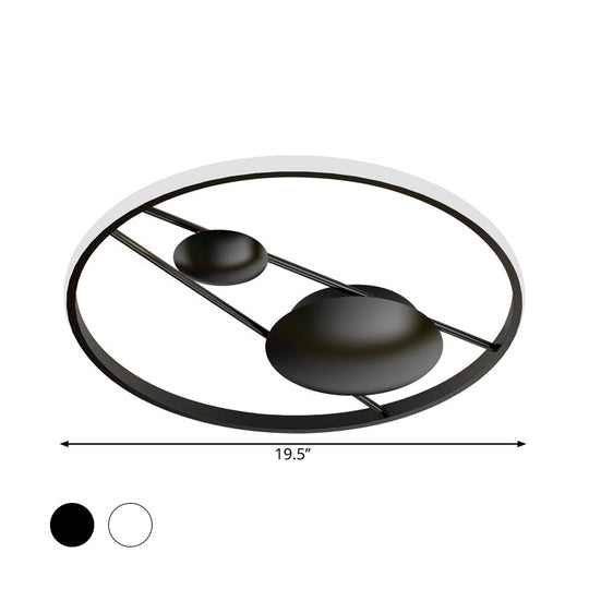 Geometric Led Ceiling Light Fixture Nordic Modern Flush Mount Lamp - 16/19.5 In Black/White