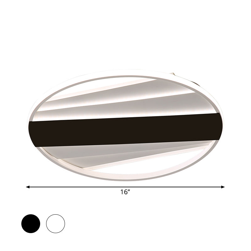 Minimalist Metallic Flush Mount Light Fixture In Warm/White Led 16’/19.5’ W