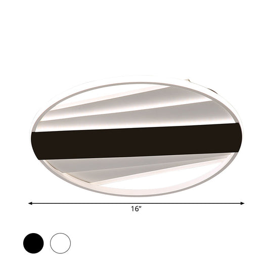 Minimalist Metallic Flush Mount Light Fixture In Warm/White Led 16’/19.5’ W