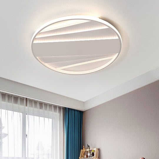 Minimalist Metallic Flush Mount Light Fixture In Warm/White Led 16’/19.5’ W White / 16’