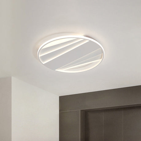 Minimalist Metallic Flush Mount Light Fixture In Warm/White Led 16’/19.5’ W